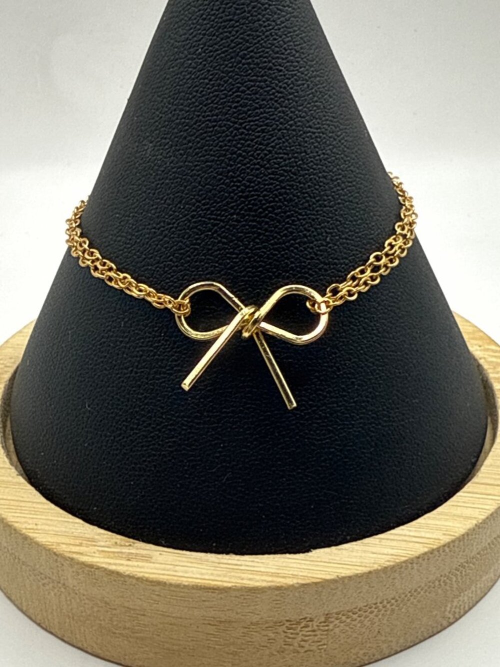 Dainty Gold Tone Layered Chain Bow Bracelet Minimalist Coquette Tie The Knot Cha
